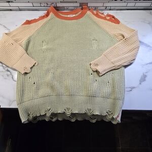 Open shoulder boho sweater